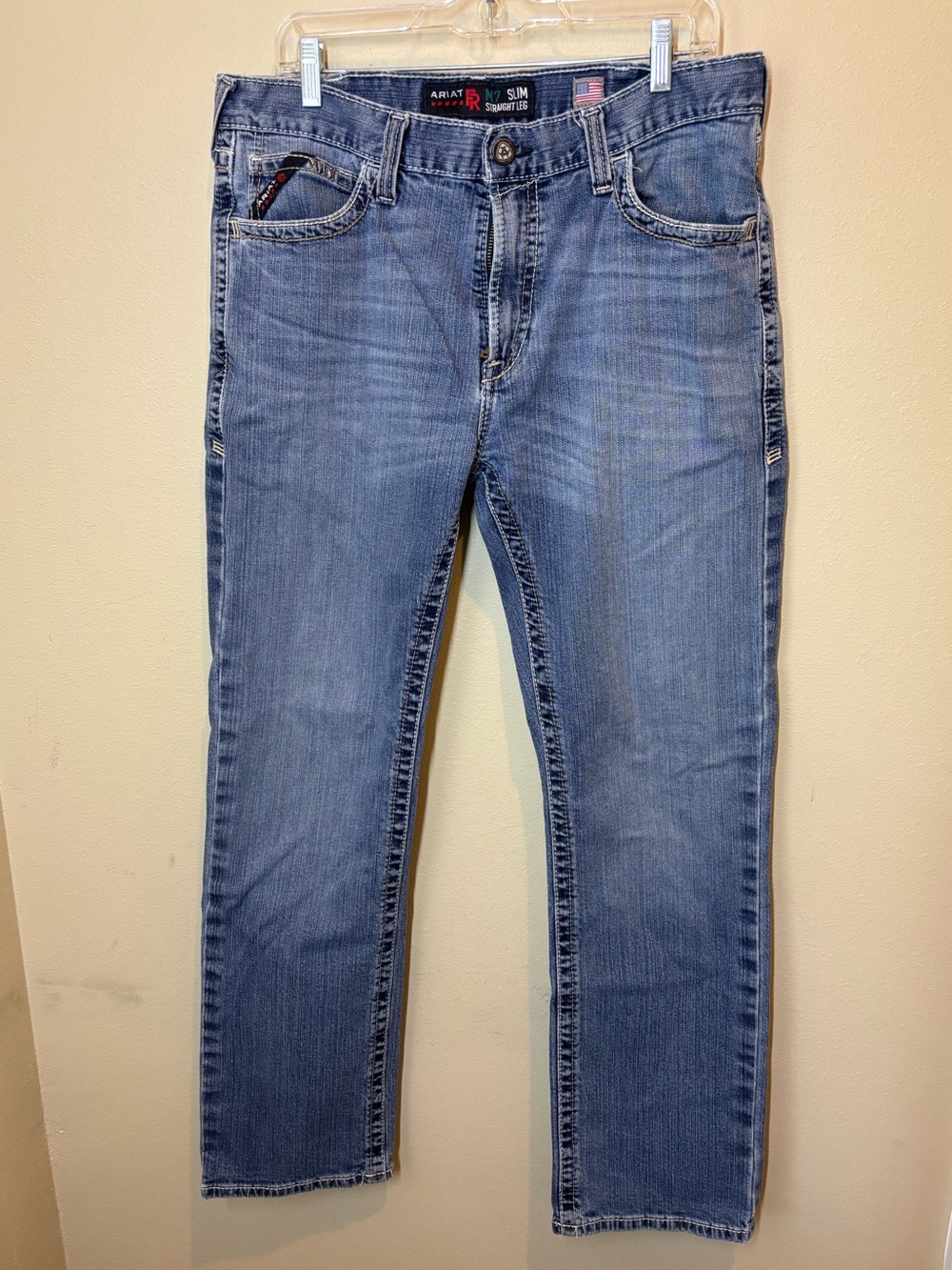 Ariat FR Men’s M7 Slim Straight Leg medium Blue Denim Jeans, 36/33